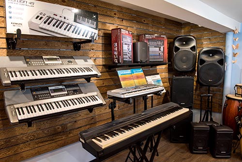Pianos at Piero's Music Store, Bayonne, NJ